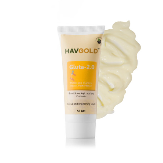 HAVGOLD Skin Brightening Cream with Glutathione, Kojic Acid and Curcumin for Pigmentation Reduction and Acne Scar Serum for Clear Complexion